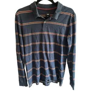 Vans long sleeve striped polo blue size small